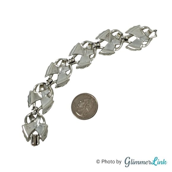 Vintage Coro Silver Tone Chunky Woven Links Bracelet - Picture 6 of 9